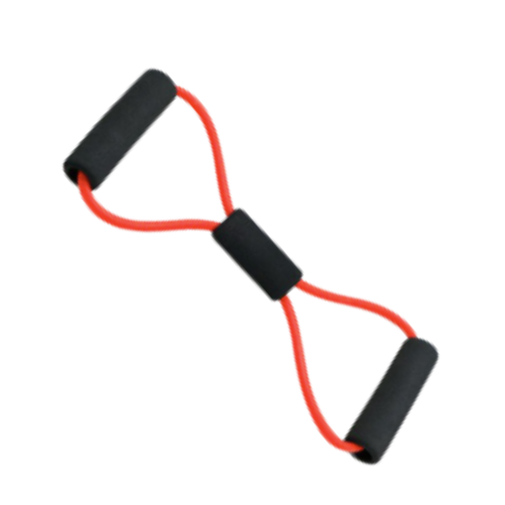 Faixa de resistência com alças da marca Tomfoto, em cor vermelha, ideal para exercícios físicos e treinos de força.