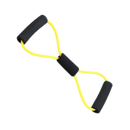 Faixa de resistência amarela com alças da marca Tomfoto, ideal para exercícios de fortalecimento muscular.
