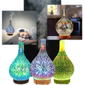 Difusor de óleos essenciais em forma de vaso com padrão de fogos de artifício, para aromatização de ambientes.