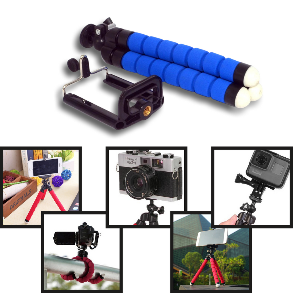 Trípode flexível para celular da marca Genérico, suporte portátil com pernas ajustáveis para fotos e vídeos.