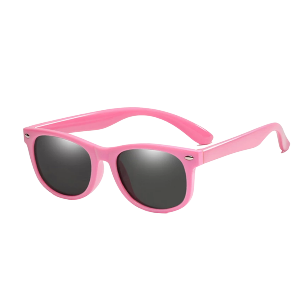 Óculos de sol infantis polares flexíveis da Coasion, armação rosa, proteção UV e lentes polarizadas para crianças.