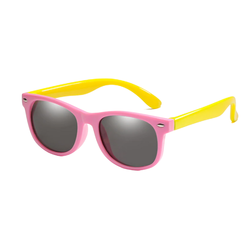 Óculos de sol para crianças Coasion, polares, flexíveis, na cor rosa e amarela, proteção contra raios solares.