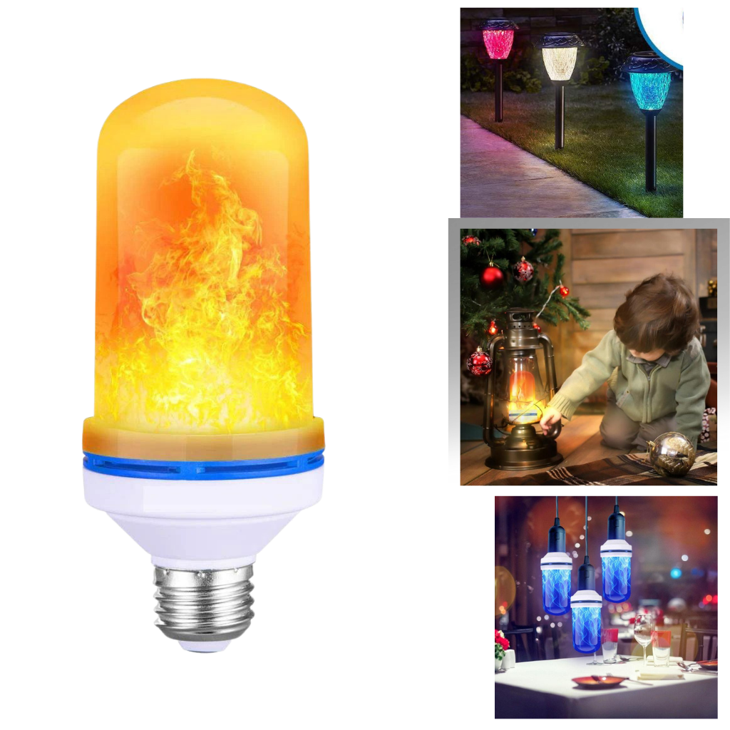 Lâmpada de chama de LED cintilante da Aktudy, luminária de ambiente com efeito de chama tremulante e luz suave.