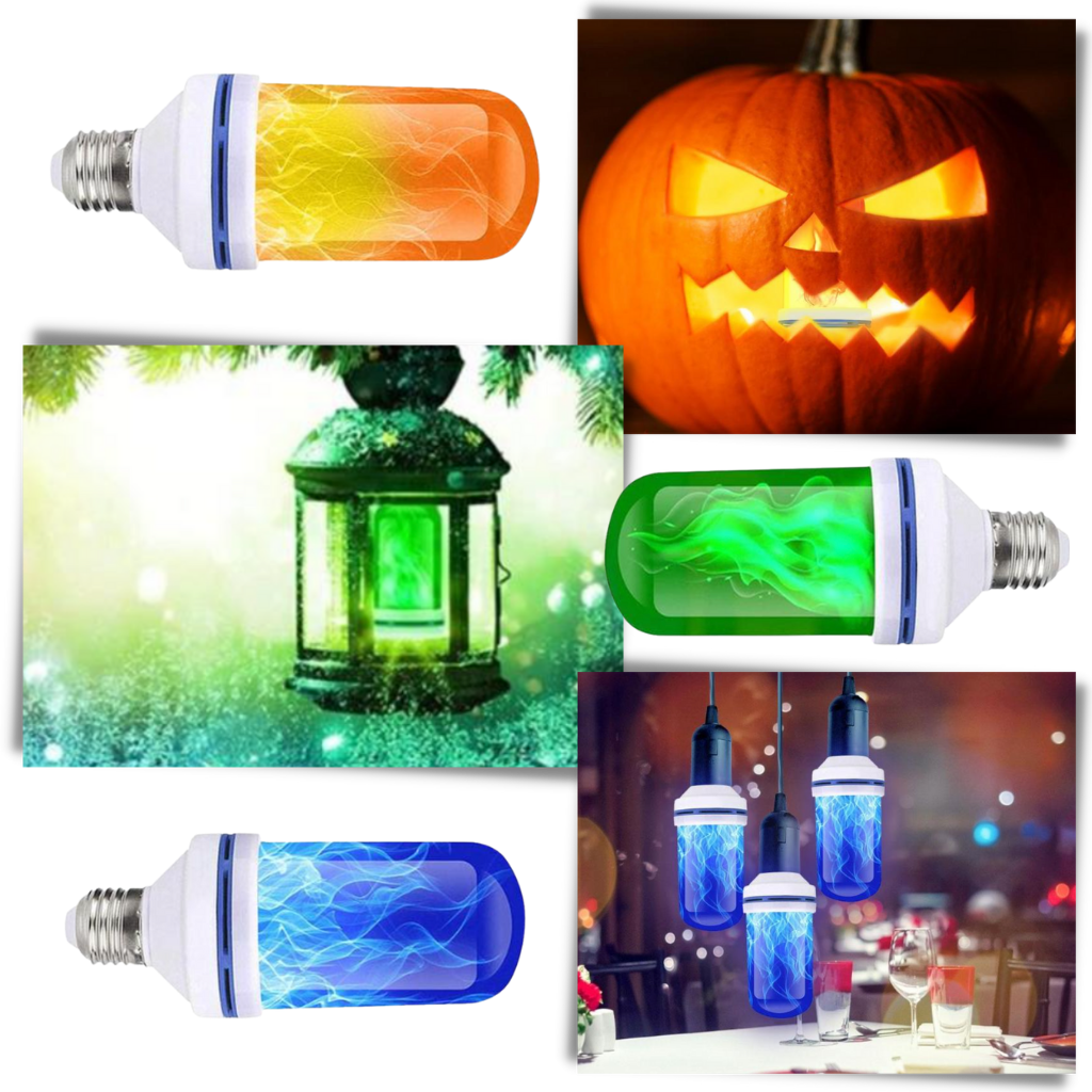 Lâmpada de chama LED cintilante da Aktudy, efeito de chama trêmula para iluminação decorativa e ambiente aconchegante.