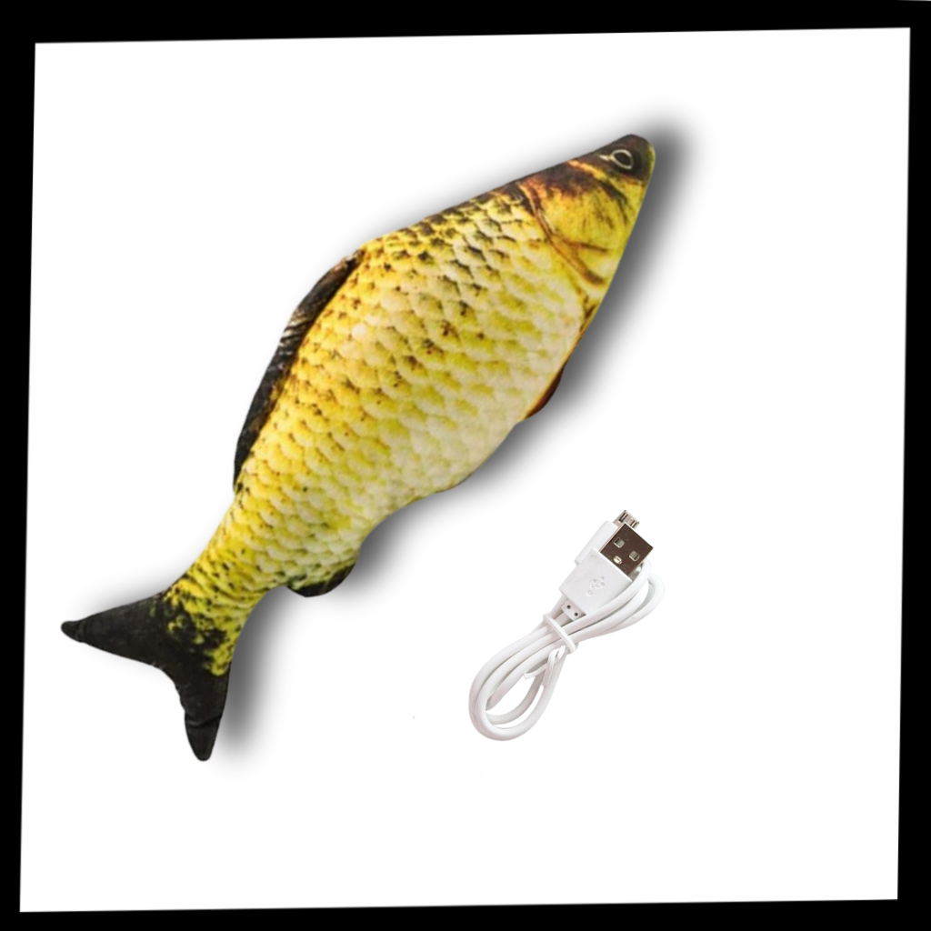 Brinquedo de peixe para gato da marca Cn, acessório de pelúcia com movimento, ideal para entreter gatos.