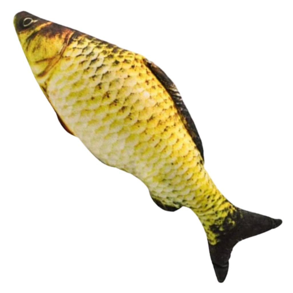 Brinquedo peixe amarelo para gatos, acessório de entretenimento da marca Cn, com formato de peixe que balança.