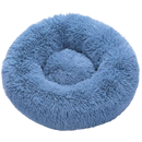 Cama de pelúcia em forma de donut azul para pets, confortável e macia, marca Aobuchunpin, ideal para descanso de animais de estimação