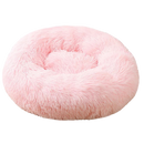 Cama de pelúcia em forma de donut para pets, cama fofinha da marca Aobuchunpin, cor rosa clara, ideal para conforto de animais.