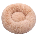 Cama de pelúcia em forma de donut para pets, aconchegante e macia, marca Aobuchunpin, cor pêssego, ideal para conforto animal