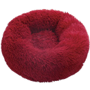 Cama de pelúcia em forma de donut para animais de estimação, marca Aobuchunpin, com enchimento macio e cor vermelha.