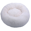 Cama de pelúcia em formato de donut branco para animais de estimação da marca Aobuchunpin, aconchegante e macia.