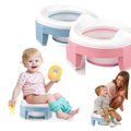 Assento de potty dobrável 3 em 1 para crianças Baby Trend, fácil de transportar e usar, com design compacto e prático.