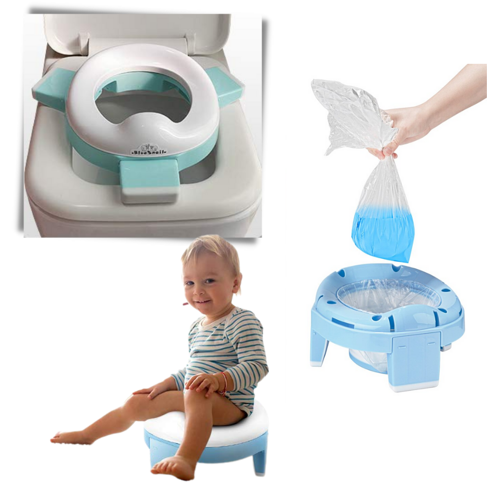 Assento de potty dobrável 3 em 1 para crianças da Baby Trend, com design compacto e fácil de transportar.