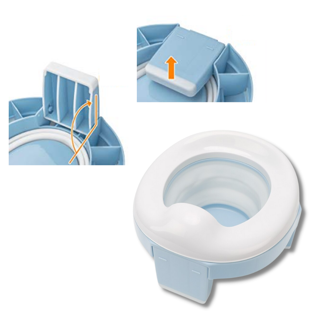 Assento de vaso sanitário dobrável resistente para crianças da Baby Trend, ideal para uso infantil e fácil de transportar.