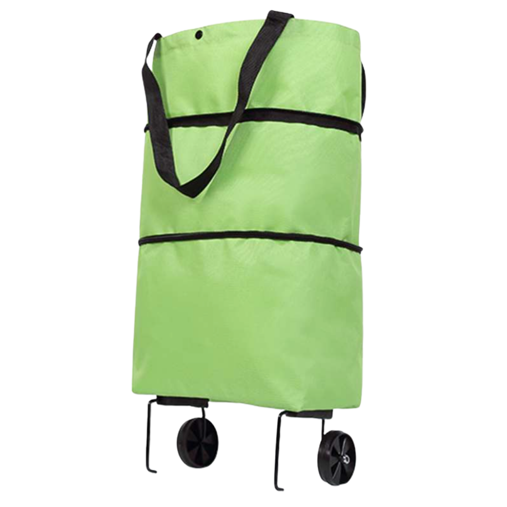 Sac de compras à roulettes Unique Bargains, saco de comissão dobrável de 30L na cor verde, ideal para transporte fácil.
