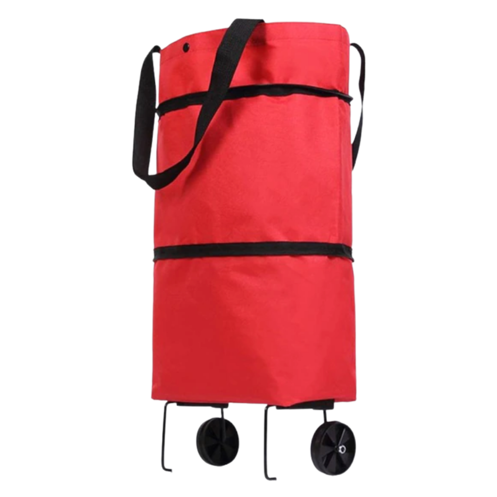 Sac de compras Unique Bargains, mochila de transporte com rodas, dobrável e de 30L, na cor vermelha, ideal para compras e transporte.