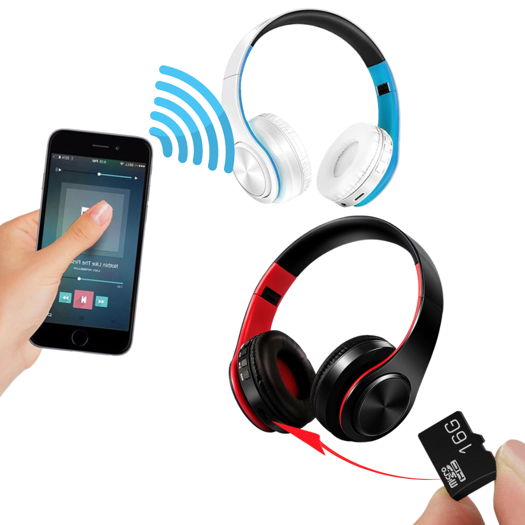 Fone de ouvido Bluetooth dobrável Desxz, tecnologia avançada, componentes de áudio com design portátil e ajustável.