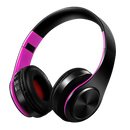 Fone de ouvido Bluetooth dobrável Desxz na cor rosa, componentes de áudio com design compacto e confortável.