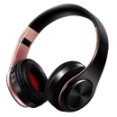 Fone de ouvido Bluetooth dobrável Desxz na cor Rose Gold, componentes de áudio com design compacto e confortável