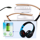 Fone de ouvido Bluetooth Desxz dobrável com bateria recarregável, componentes de áudio portátil e design compacto.