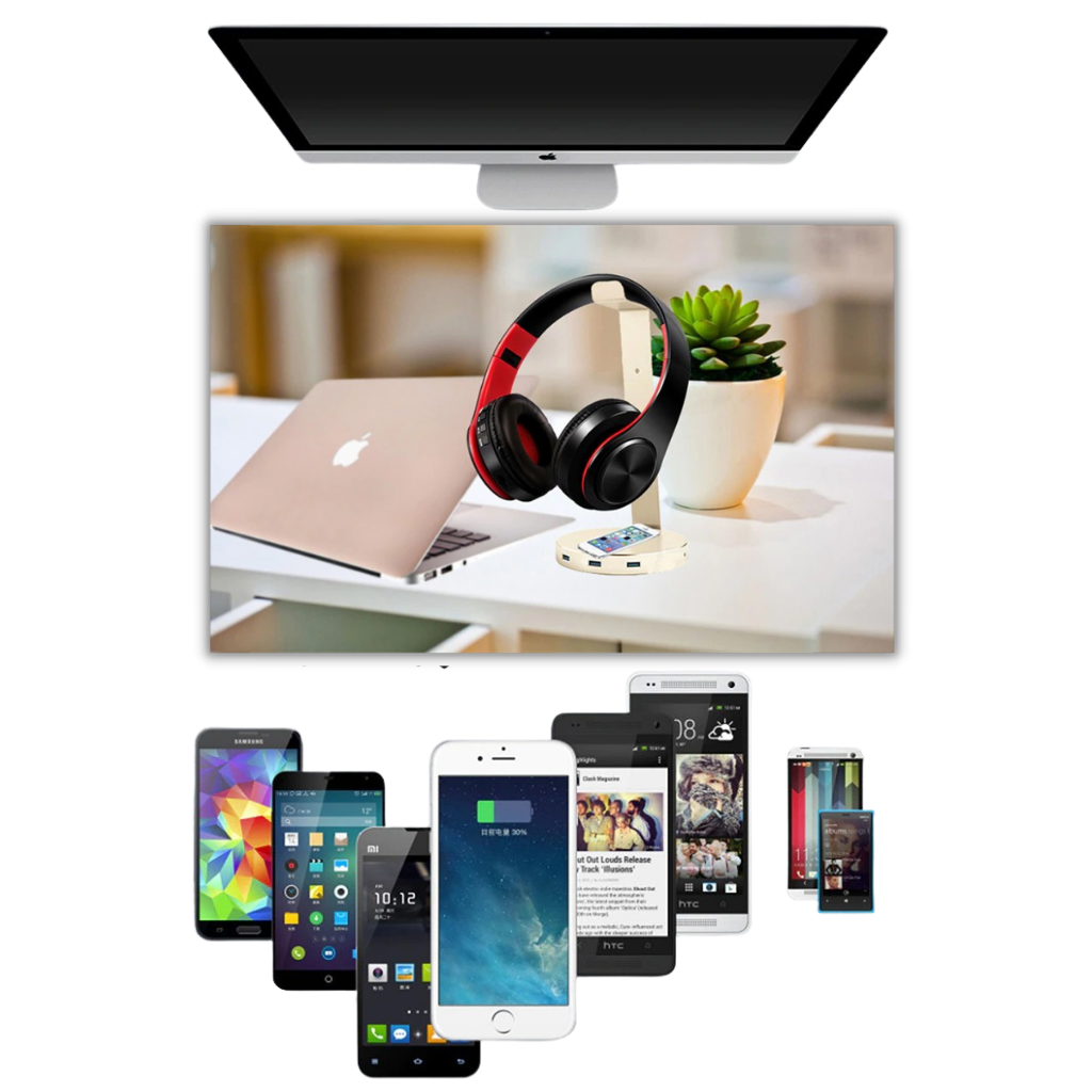 Fone de ouvido Bluetooth dobrável Desxz, componente de áudio com design compacto e confortável para uso diário.