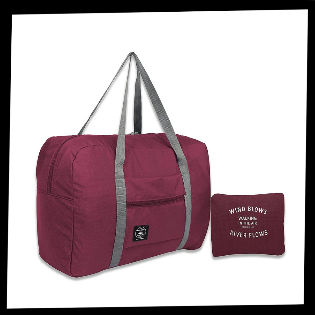 Sac de voyage pliable Dupashio, sac polochon dobrável com alças resistentes, ideal para viagens e armazenamento compacto.