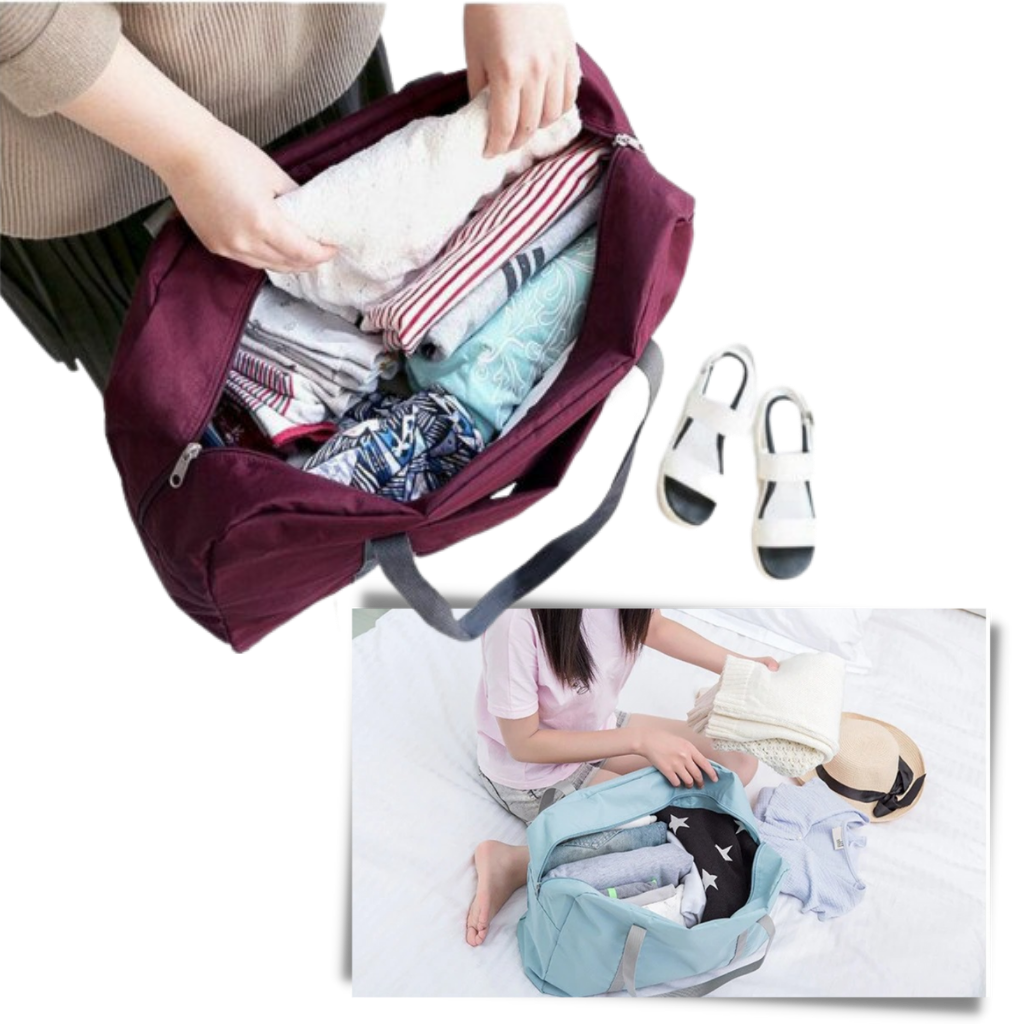 Sac de voyage pliable Dupashio, sac polochon compacto com capacidade de armazenamento, ideal para viagens e transporte fácil.