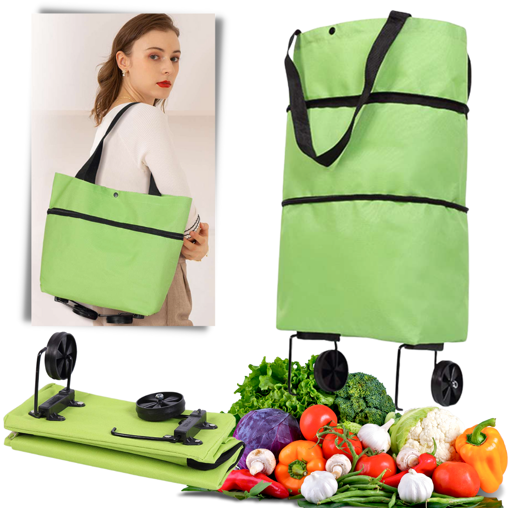 Sac de compras Unique Bargains, sac de commission à roulettes 30L, dobrável e fácil de transportar com alças e rodas.