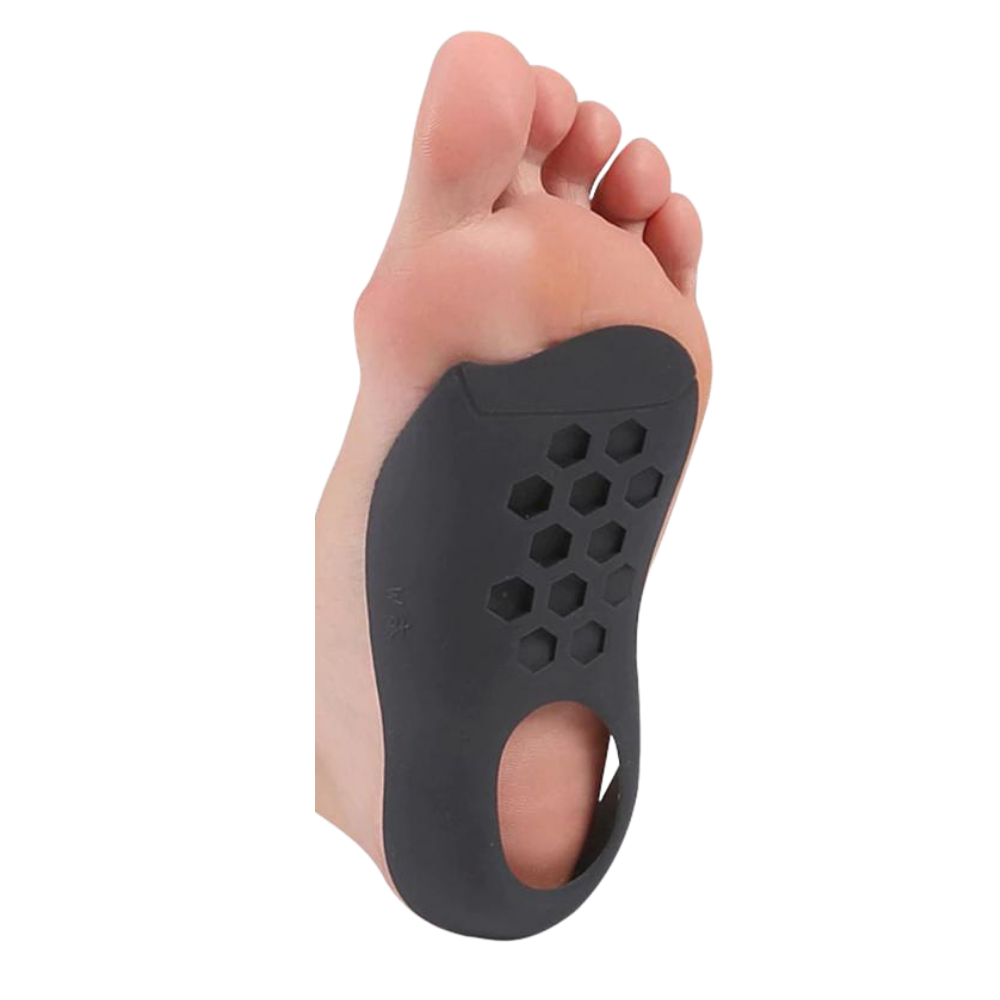 Palmilhas ortopédicas para pés chatos da marca Btguy, suporte para cuidado dos pés, em cor preta.