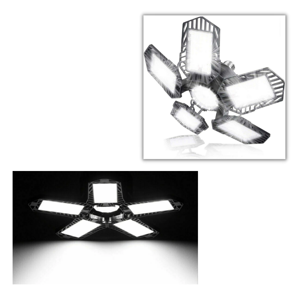 Luminária de garagem Jocestyle com 5 painéis dobráveis, iluminação intensa para ambientes de garagem bem iluminados
