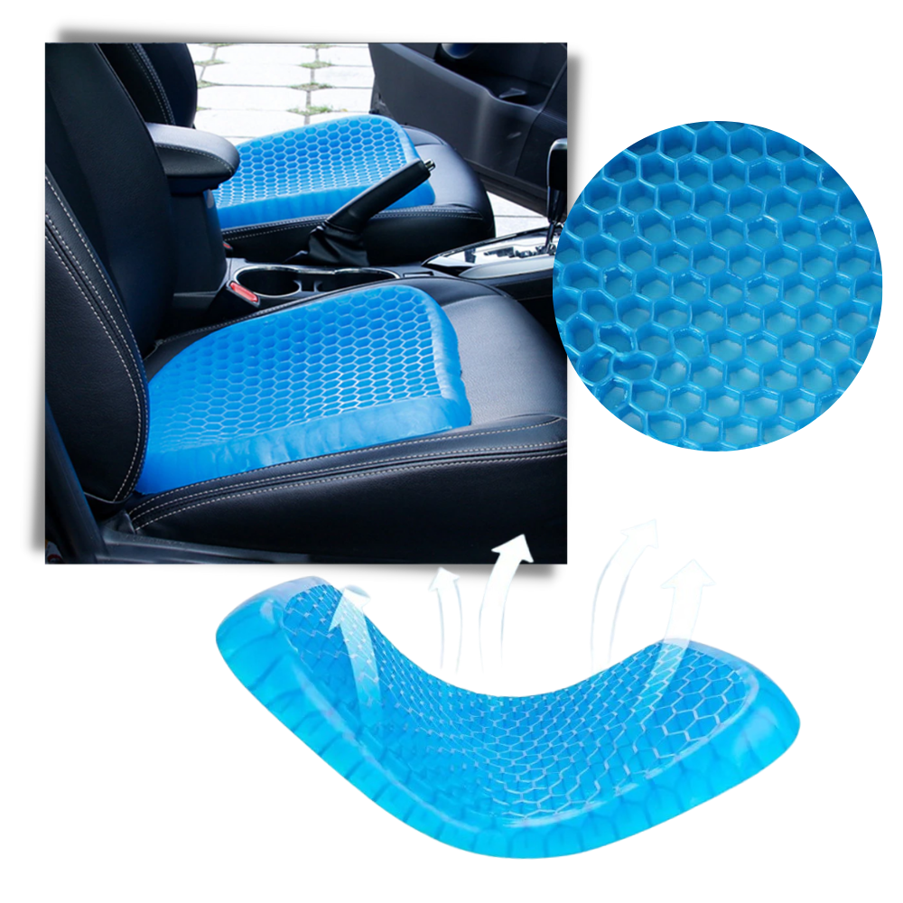 Almofada de assento em gel Boulevard F Inc para aliviar pressão, ideal para cadeiras e sofás, com acabamento espesso.