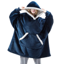 Casaco de manta gigante com capuz azul da Jiamy, roupas de dormir e relaxamento, tecido confortável e macio.