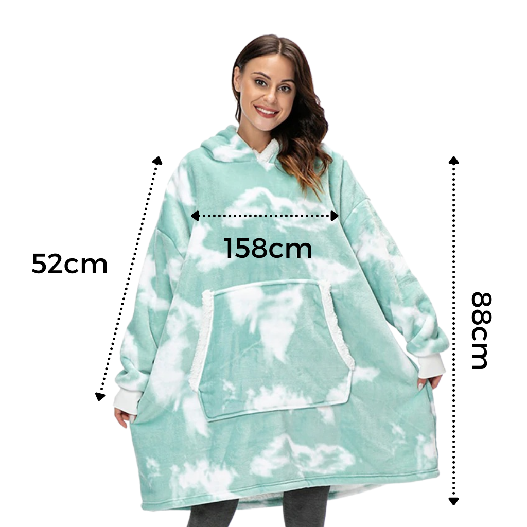 Blusa de meia-estação gigante com capuz da Jiamy, ideal para roupas de dormir e relaxar, em tecido confortável e macio.