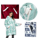 Blusão de cobertor gigante com capuz e bolso portátil da Jiamy, roupa confortável para descanso e lazer.