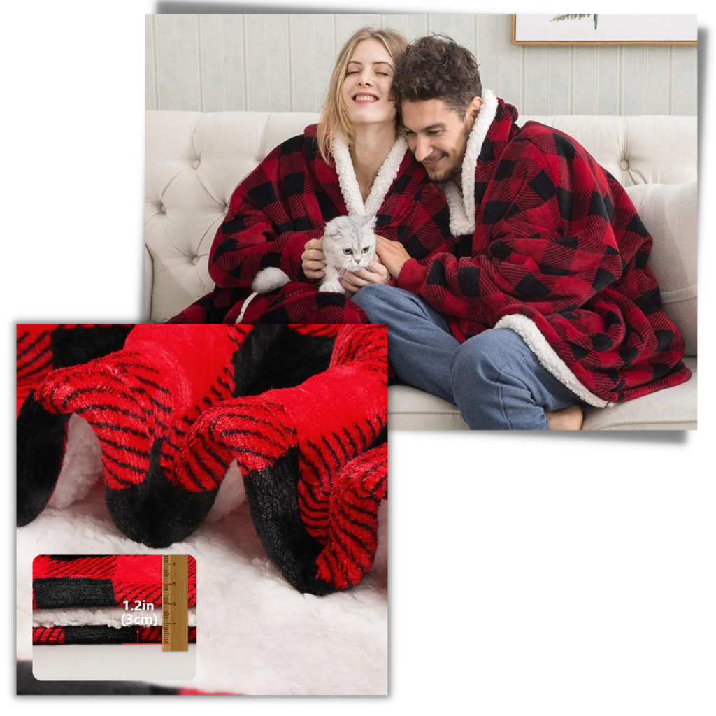 Manta com capuz gigante da Jiamy, roupa de dormir macia e fofinha, ideal para conforto e relaxamento.