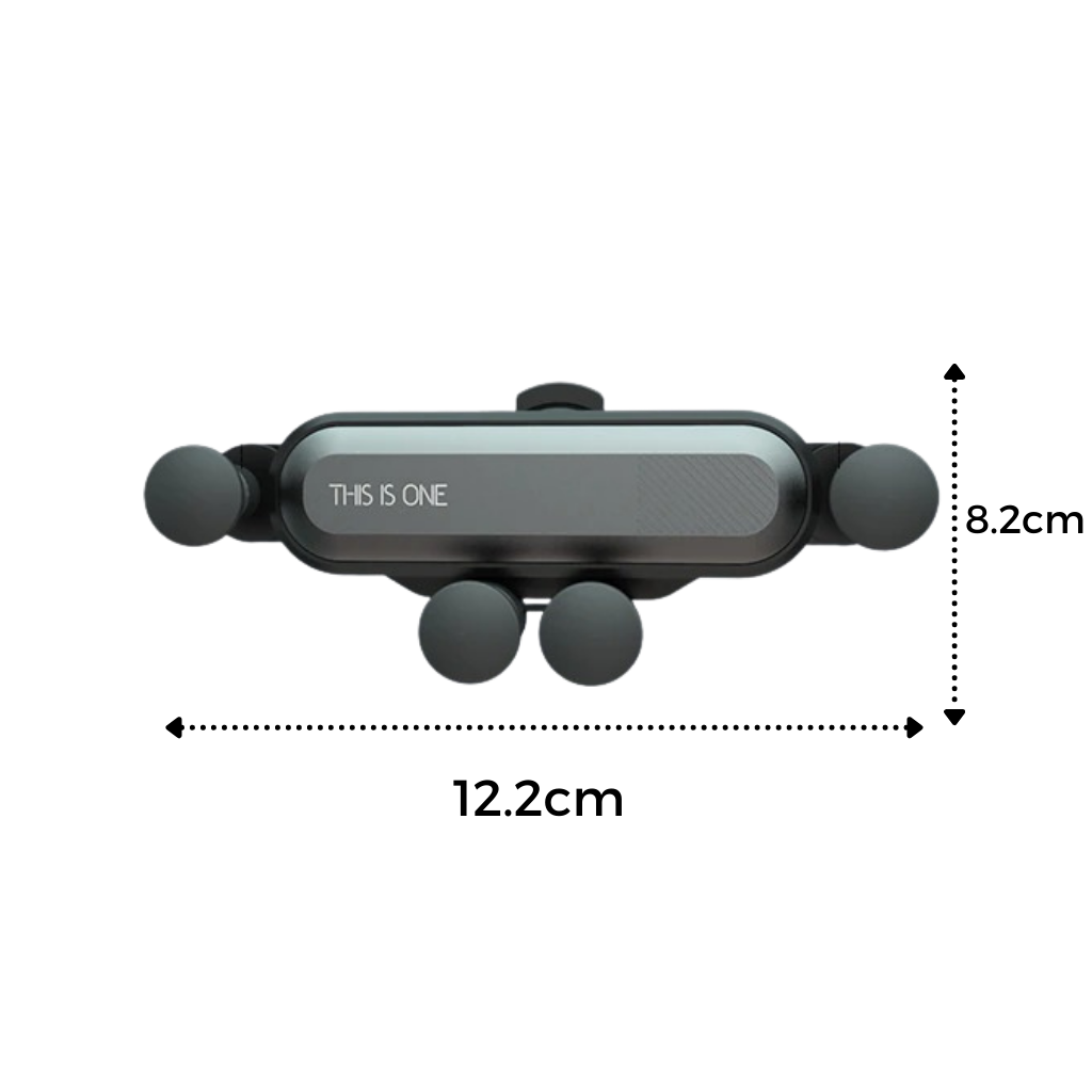 Suporte de telefone de carro por gravidade Coutlet, fixação automática para smartphones, compatível com diversos tamanhos.