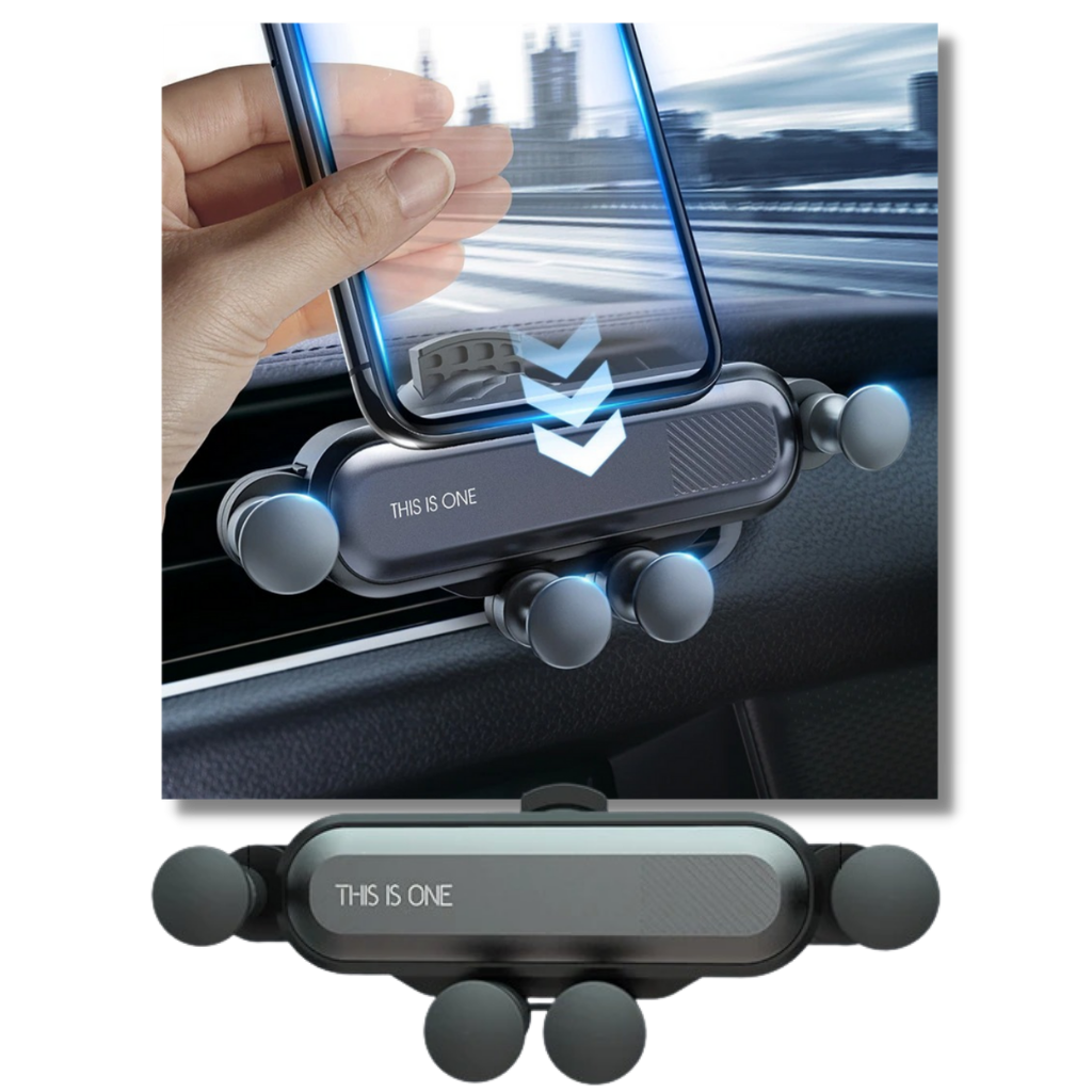 Suporte de telefone de carro por gravidade da Coutlet, fixação automática com trava, para celular em painel de carro.