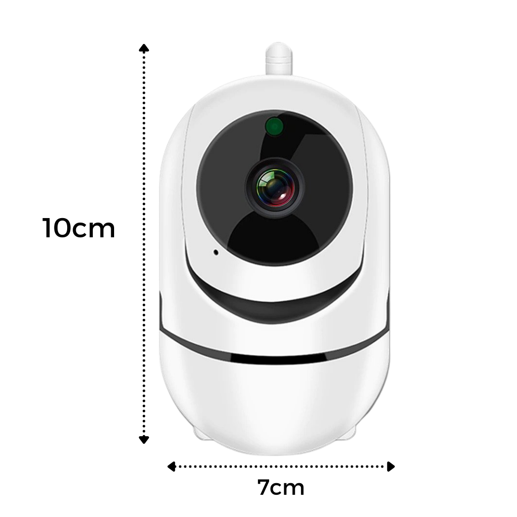 Câmera de segurança sem fio HD da Vonter com detecção de som e movimento, câmera de vigilância moderna e compacta.