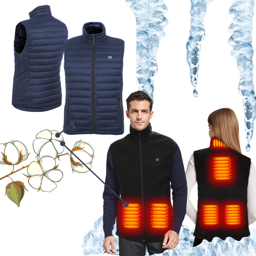 Colete aquecido unissex Lizxun de algodão, vestuário de exterior com design confortável e funcional para clima frio.