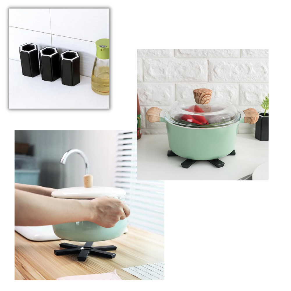 Suporte de recipientes plegável e hexagonal da Huitaisann, material de cozinha e confeitaria, com superfície aquecida em espaço cinza