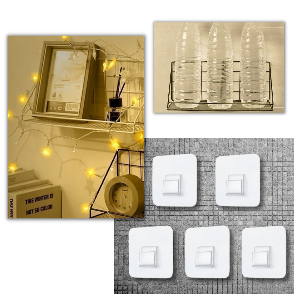 Conjunto de ganchos adesivos para parede da Kexpery, ideal para organização doméstica, com ganchos versáteis e resistentes.