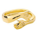 Anel de abraço criativo da Jingyukj em acabamento dourado, com design que simboliza afeto e conexão.