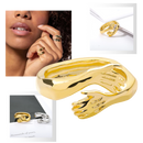 Anel de abraço criativo da Jingyukj com design de mãos entrelaçadas, feito de prata, para simbolizar carinho e conexão.