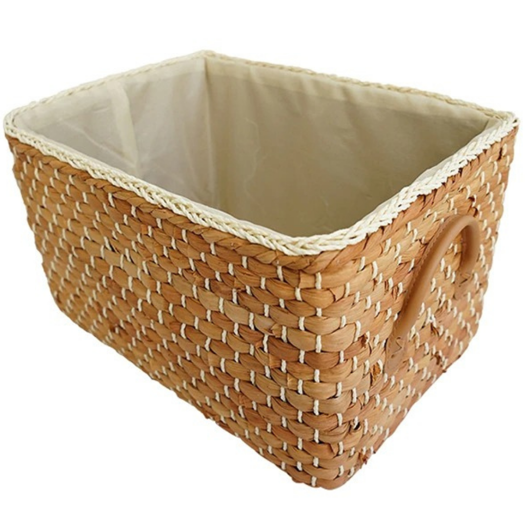 Cesto de vime trançado à mão na cor marrom, recipiente artesanal do produto Paniers da marca Frcolor.