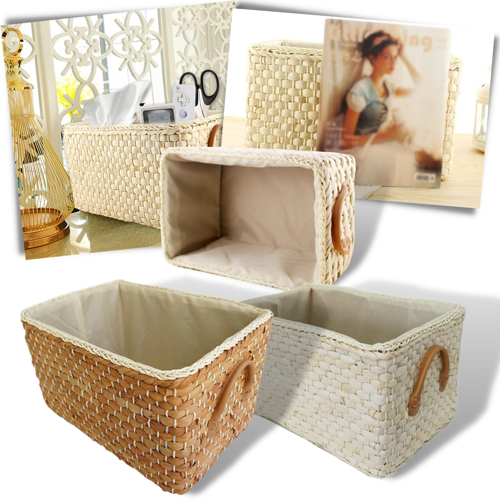 Cesto de vime trançado à mão da marca Frcolor, com alças e acabamento natural para armazenamento ou decoração.