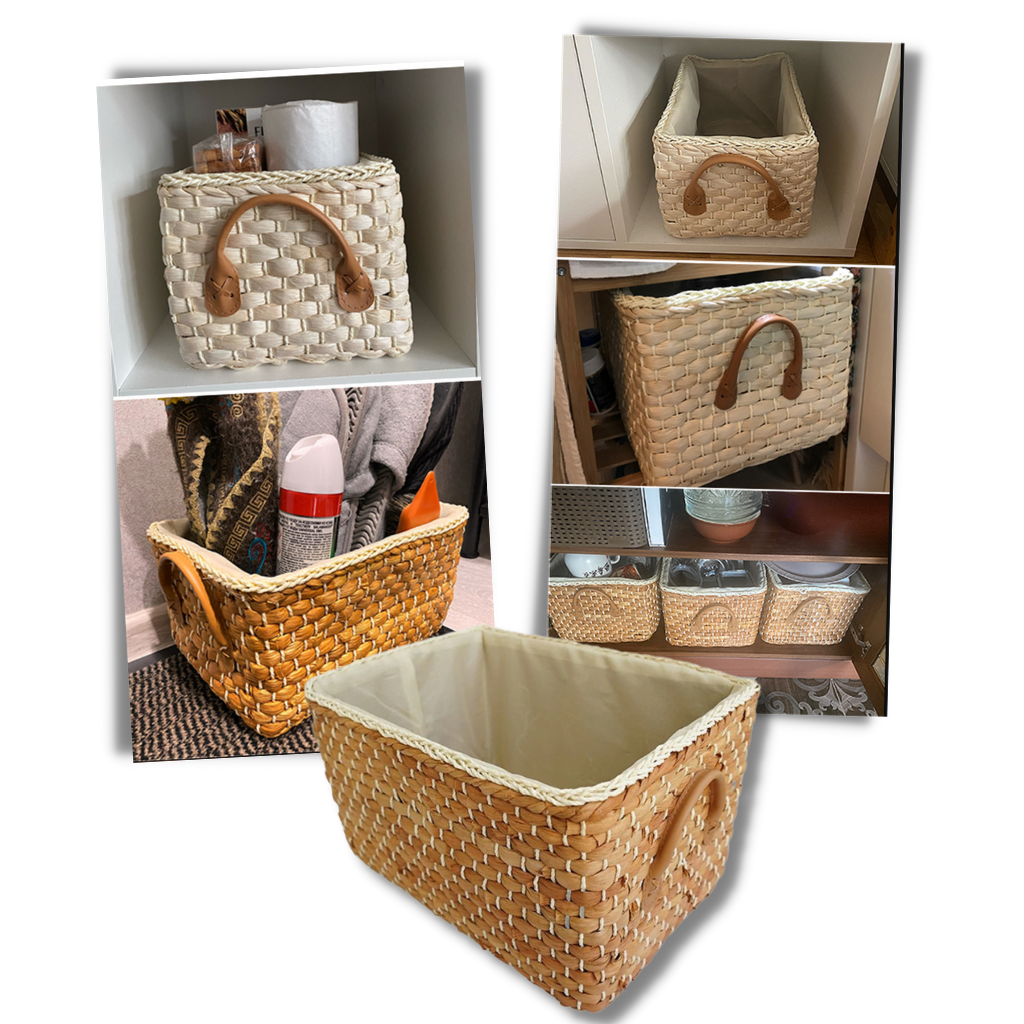 Cesta de vime trançado feita à mão, estilo ecológico premium, cesta de armazenamento rústica e artesanal da marca Frcolor
