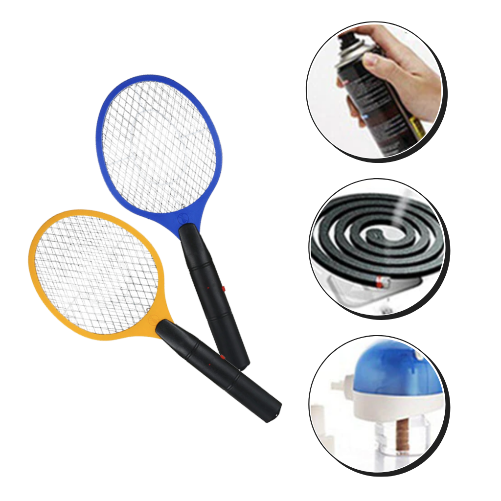 Raquete anti-mosquitos elétrica portátil da Rikastua, ferramenta de desinsetização para eliminar mosquitos com facilidade.