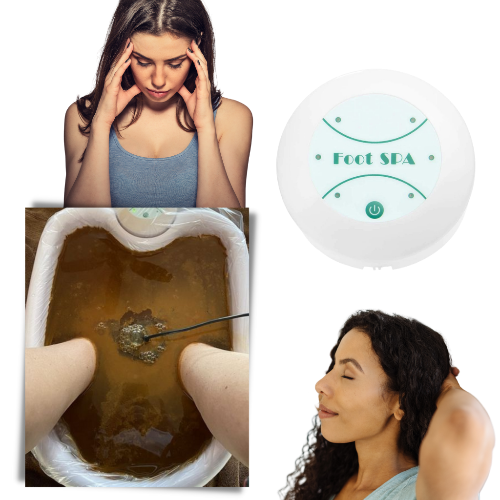 Banho de pés detox iônico da Yescom, dispositivo para remover toxinas dos pés, com água e luz LED azul.