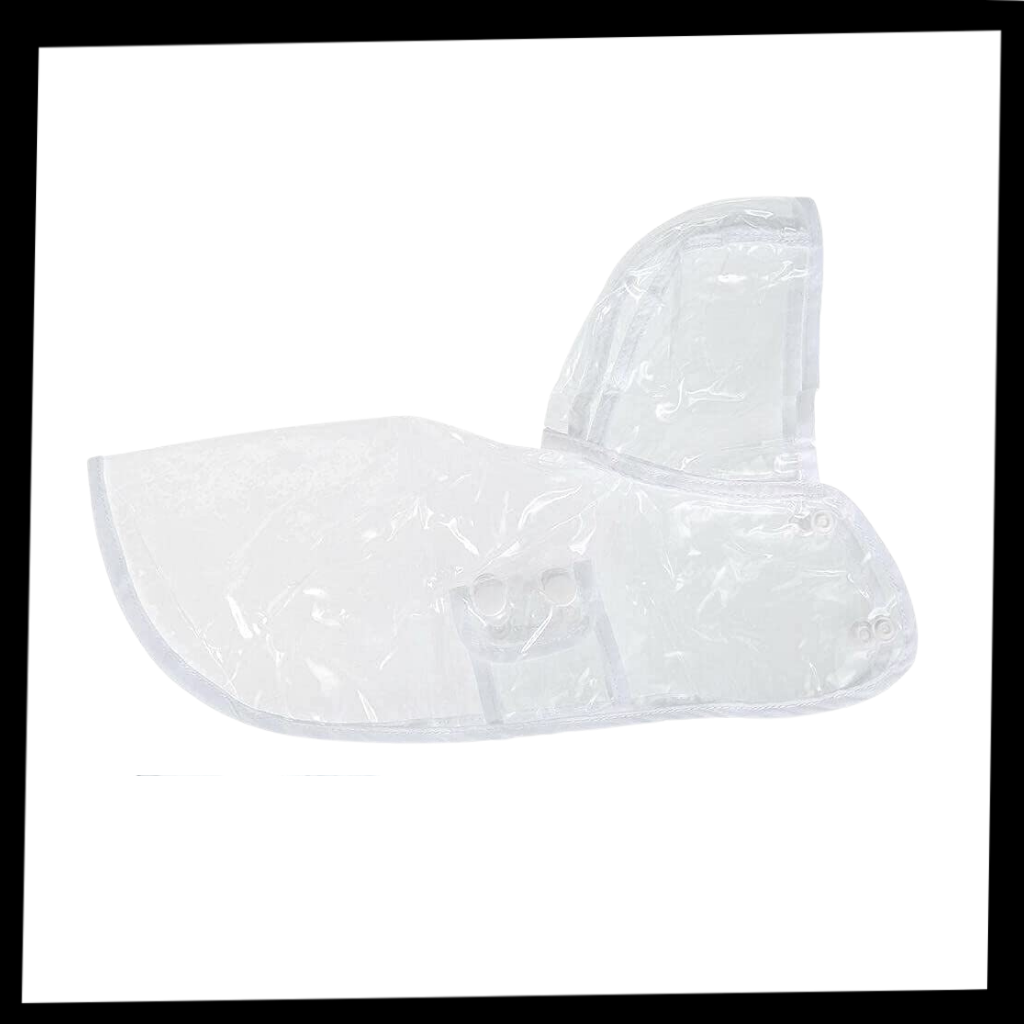 Casaco impermeável com capuz para cães da marca Genwiss, feito de tecido resistente à água, ideal para passeios chuvosos.