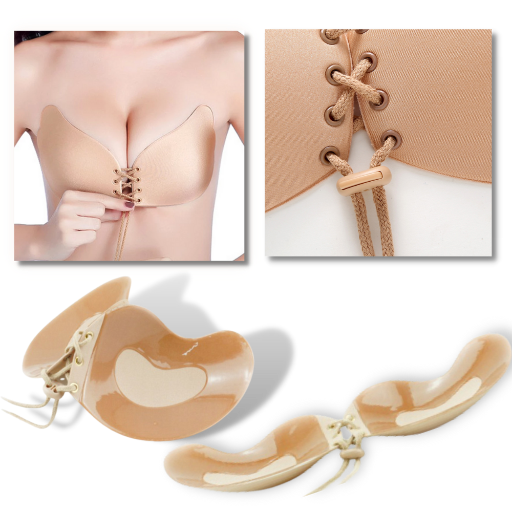 Soutien-gorge push-up invisível da Karcher, com design adesivo, ideal para roupas sem alças e efeito natural.